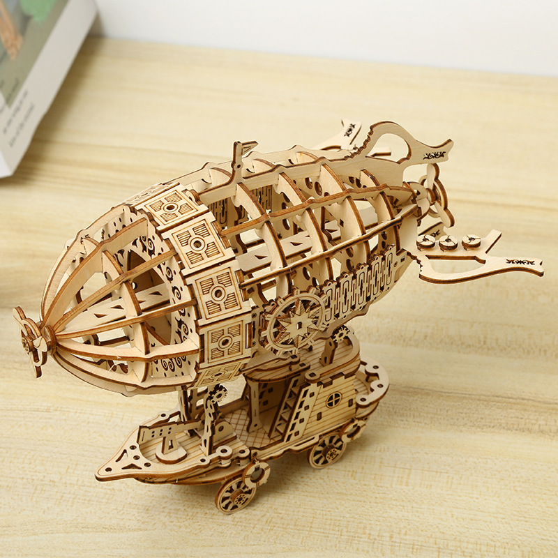 Wooden 3D Puzzle Handmade DIY Airship Assembly Model Children Toy