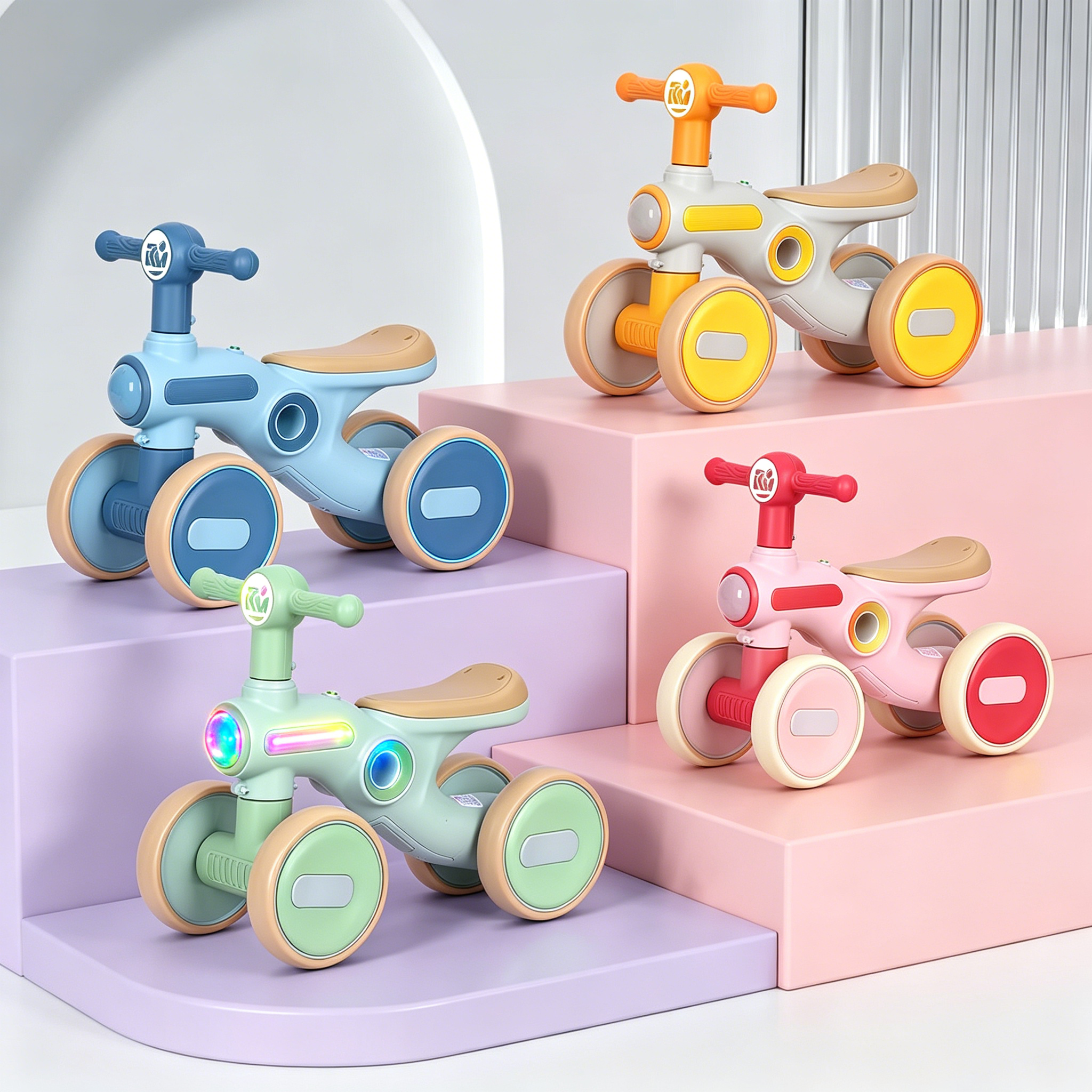 Premium Quality 4 Wheels Baby Balance Bike CE Approved Stable Toddler No Pedal Tricycle Ride On Toys For 12-36 Months Baby
