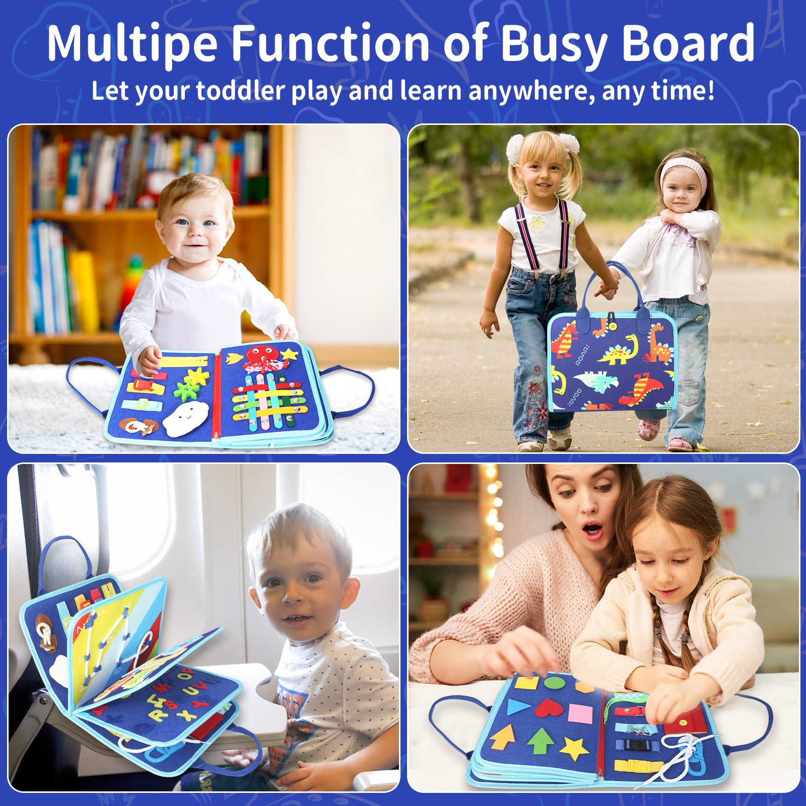 New Design Fabric Sensory Felt Busy Board Baby Dressing Learning Cloth Felt Busy Book Toddler Travel Activities Book