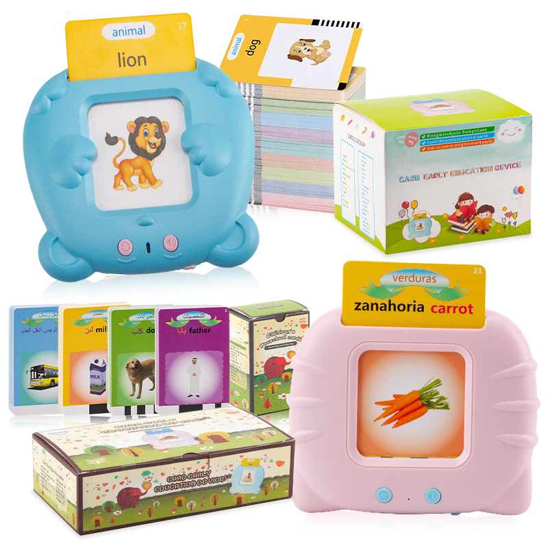 Multi Languages Montessori Kids Flash Card Reader Toddler Early Learning Machine Toys Talking Flash Cards Device With Music