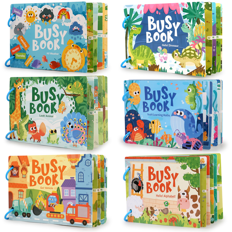 Toddler Quiet Book Early Learning Activities Puzzle Paste Matching Game Toy Kids Educational Magic Tape Wooden Busy Books Toys