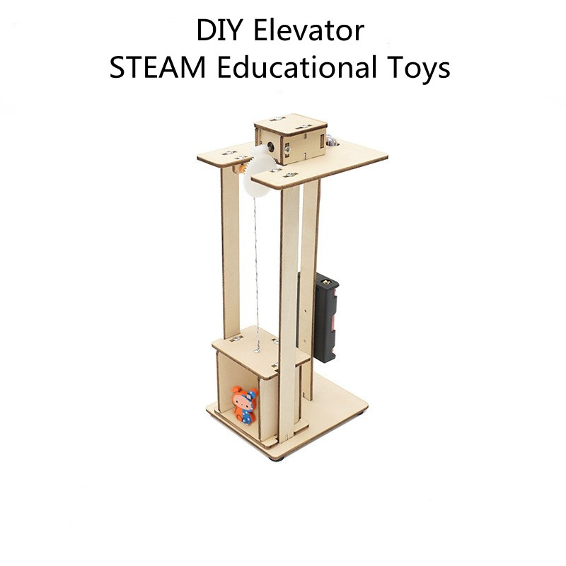 Factory Sale Wooden Diy Elevator Science Experiment Kits Stem Educational Kids Toys