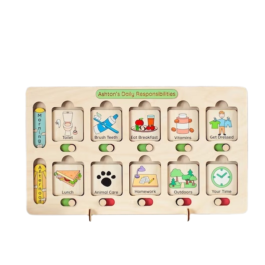Laser Cut Wood Daily Chore Chart Daily Routine Responsibility Board For Children Daily Task Organizer For Kids' Responsibilities