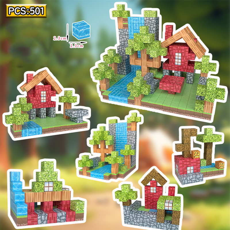 3D Magnetic Building Cubes Mine World Eco-friendly 4CM Cube Blocks Puzzle Toy Set for Children STEM Educational