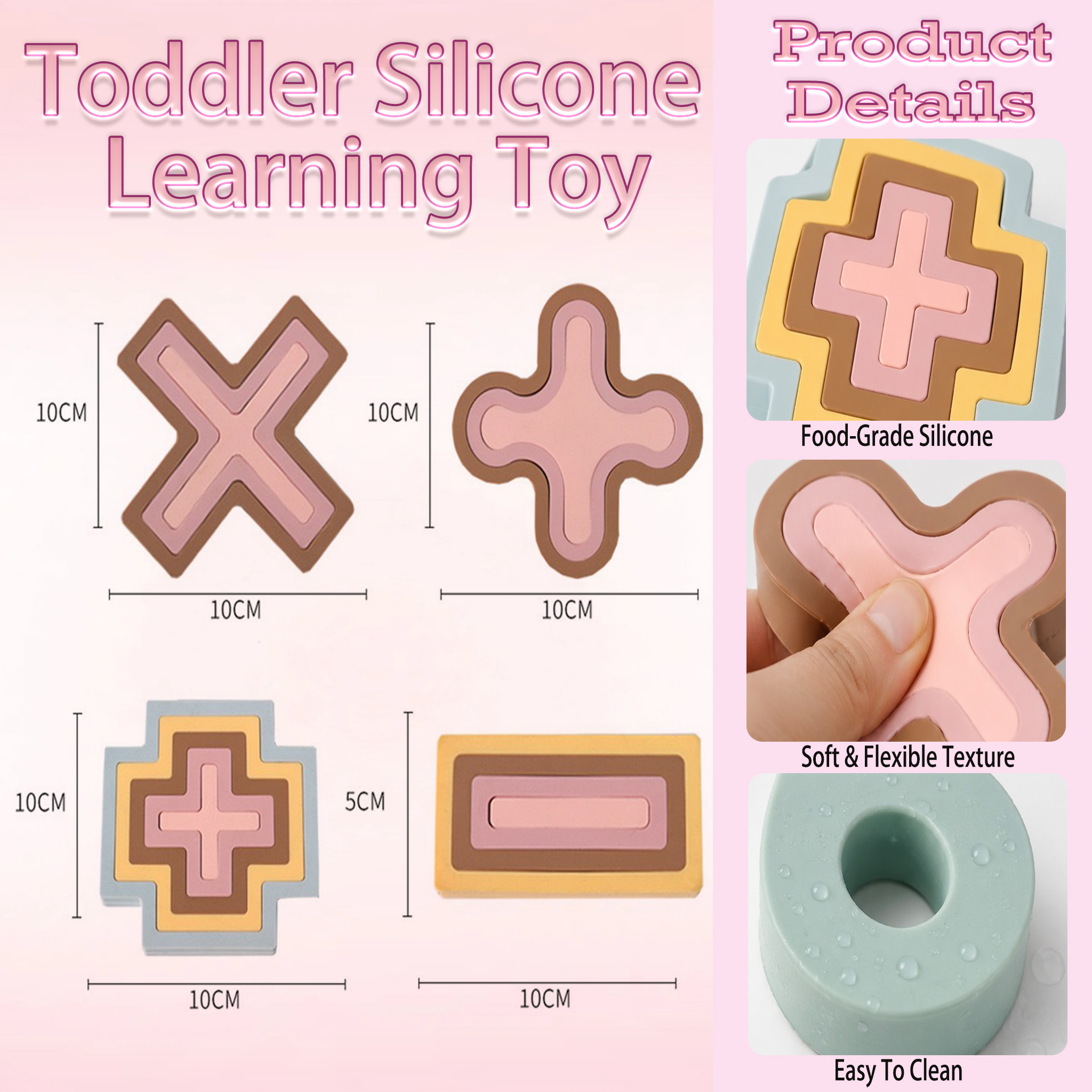 Food Grade Silicone Stacking Blocks Number Shape Puzzle Educational Sensory STEM Hand Eye Coordination Learning Toy Christmas