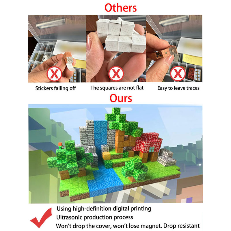 3D Magnetic Building Cubes Mine World Eco-friendly 4CM Cube Blocks Puzzle Toy Set for Children STEM Educational