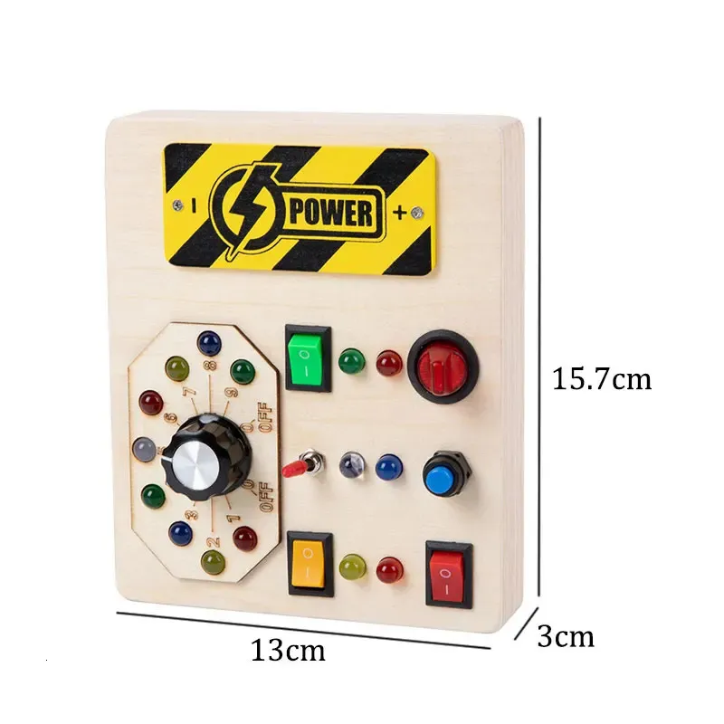 2024 Cpc Ce Montessori Busy Board LED Light Switch Simulation Car Steering Wheel Sensory Training Wooden Busy Activity Board