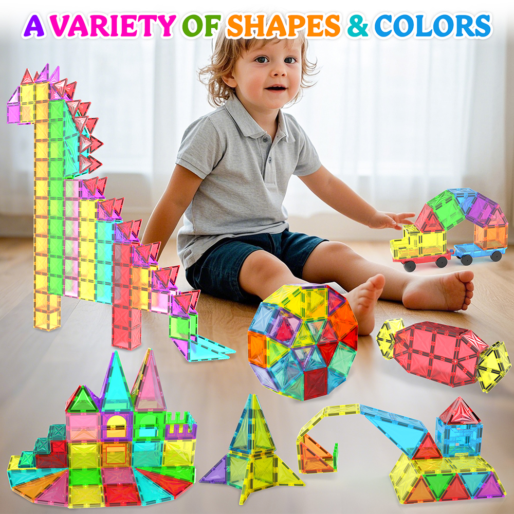 100 Pcs 3D Magnetic Tiles Creative STEM Learning Construction Block Set Educational Building Magnet Toys for Baby Kids Gift Idea