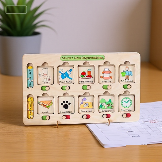 Laser Cut Wood Daily Chore Chart Daily Routine Responsibility Board For Children Daily Task Organizer For Kids' Responsibilities