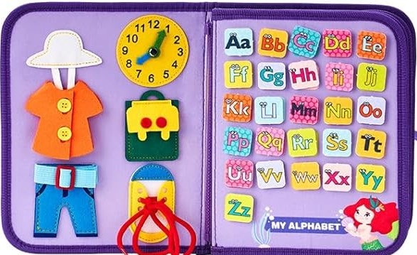 2025 Hot Selling Montessori Toys for Toddlers 1-3, Learning Activities with Life Skill, Alphabet, Number, Shape, Busy Board