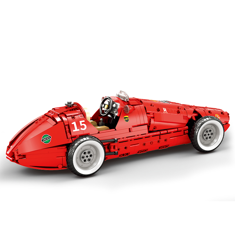Reobrix 1:8 Scale Classic F1 Racing Car Construction Toy with Visible V12 Engine Real Linkage