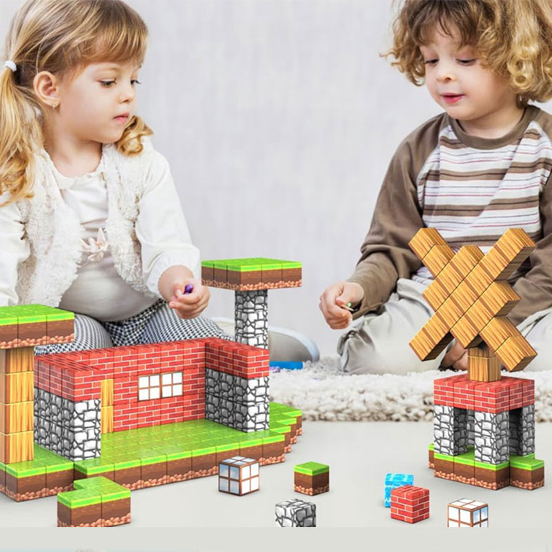 3D Magnetic Building Cubes Mine World Eco-friendly 4CM Cube Blocks Puzzle Toy Set for Children STEM Educational