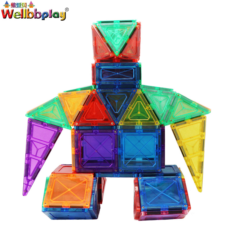 32PCS Early Learning Plastic Magnetic Tiles Building Magnet Block Set Toy Educational Construction Model Toy