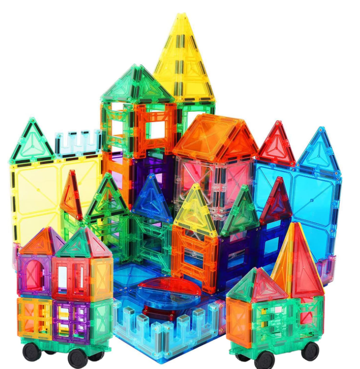 Magnetic Building Tiles Block Set 100pcs for 3+ Year Old STEM Learning Educational Toys Tough Building Tiles Kids Play Games