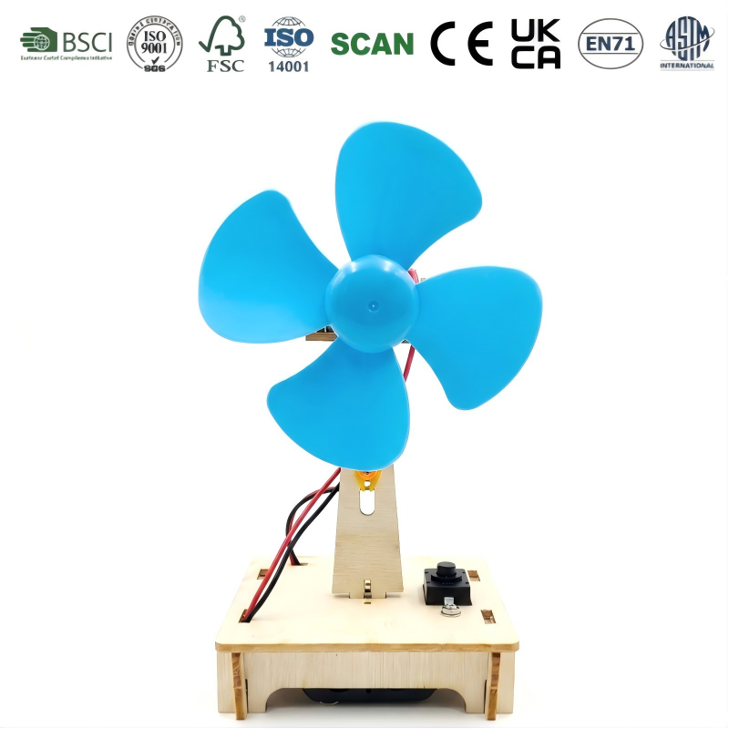 Cute Safe Wooden DIY Fan Assembly Toy Kids STEM Educational Handmade Learning Toy