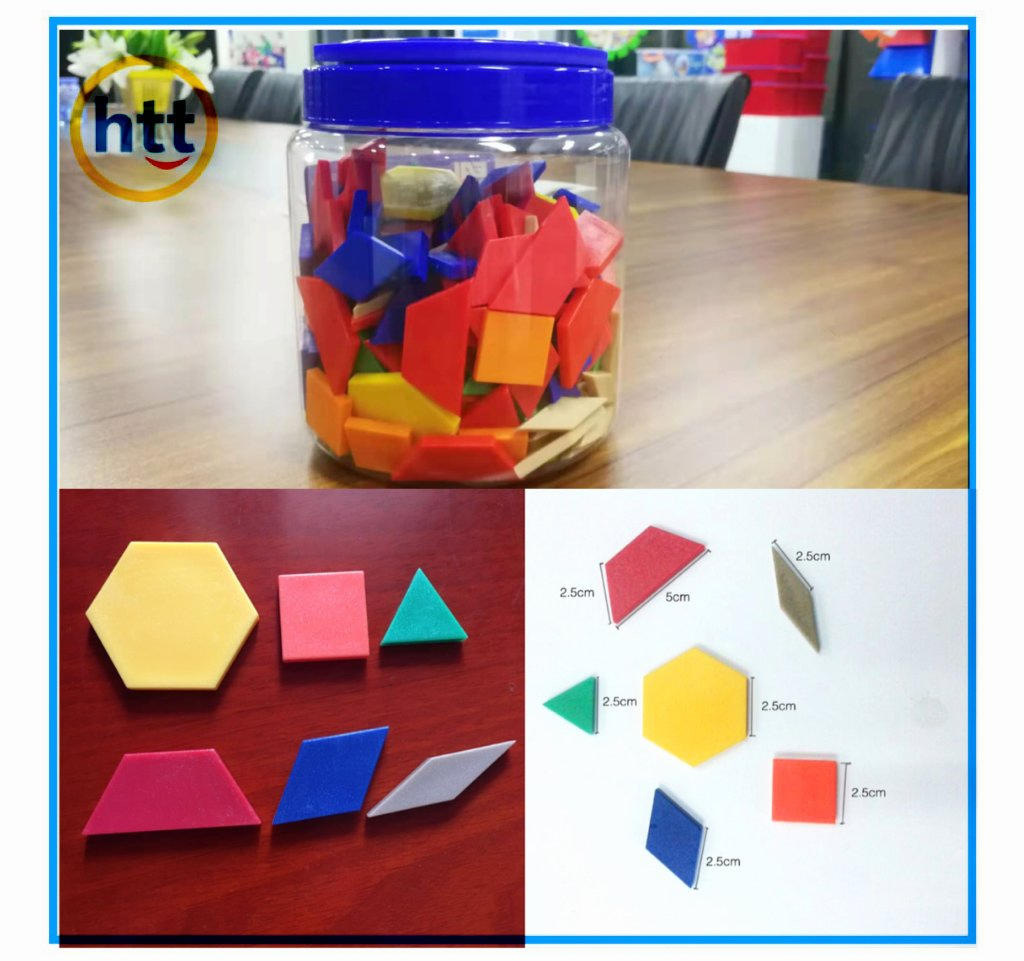 Wholesale Plastic Mathematics 6 Shape Geometry Pattern Blocks, Math Toy, Kids Learning Toy China Htttoys Manufacturer