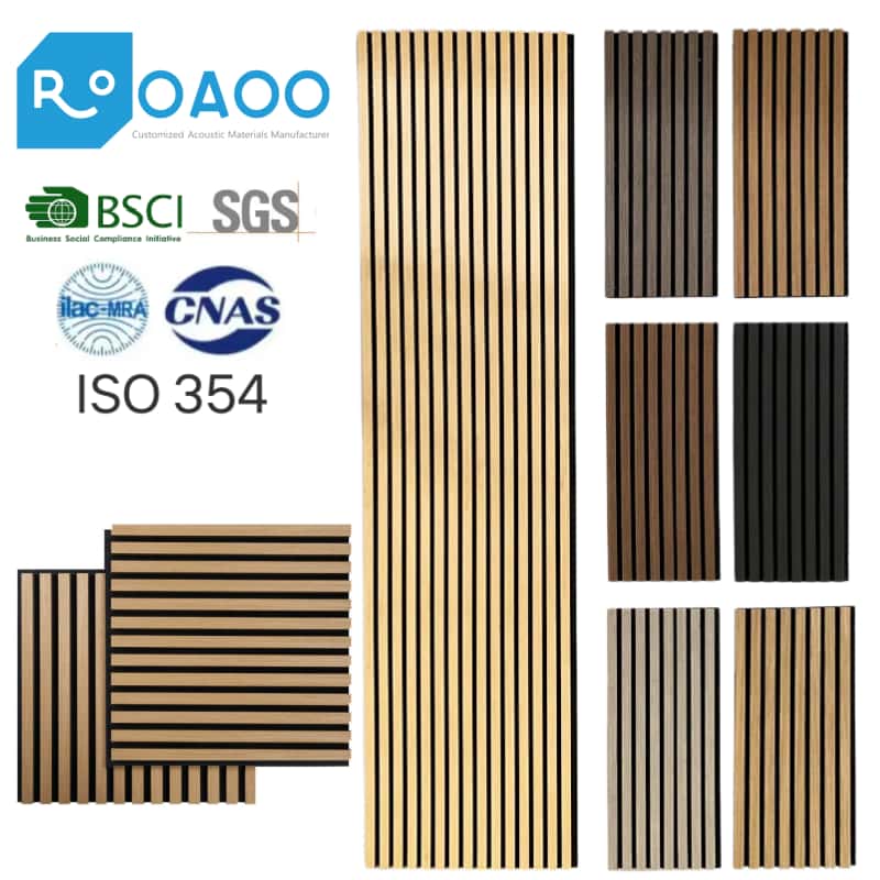 Walnut Oak Waterproof Natural Panel Sound Absorbing Akupanel Decoration Slats Wall Acoustic Wood Panel