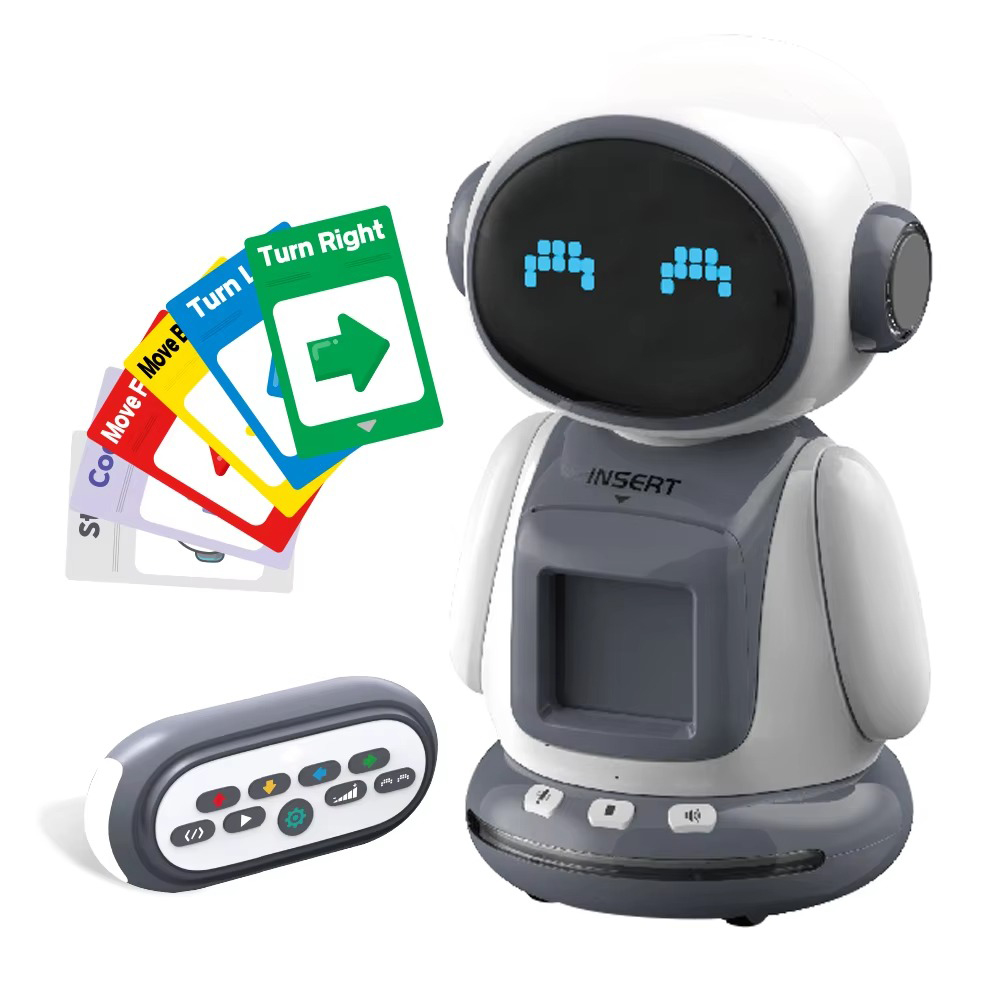 STEM AI Desktop Robot for Kids Coding Programmable Toy with Music Lights Preschool Learning Flash Card System
