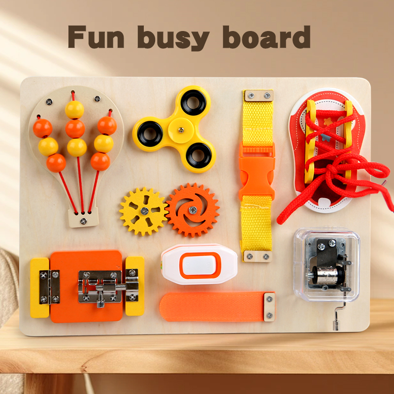 Early Educational Multi-Functional Busy Board Game for 5 to 7 Years Children Life Skill Learning Wooden Toy Sensory Board