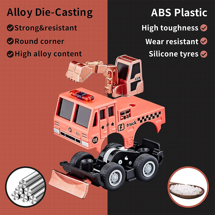 18PCS Mini Alloy Pull Back Construction Trucks Set 1:64 Scale Die Cast Engineering Vehicles Assorted Kids Playing Toy Cars