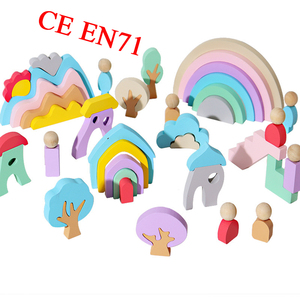 CE EN71 Rainbow Building Blocks Preschool Educational Toys Wooden Building Blocks Children Toys