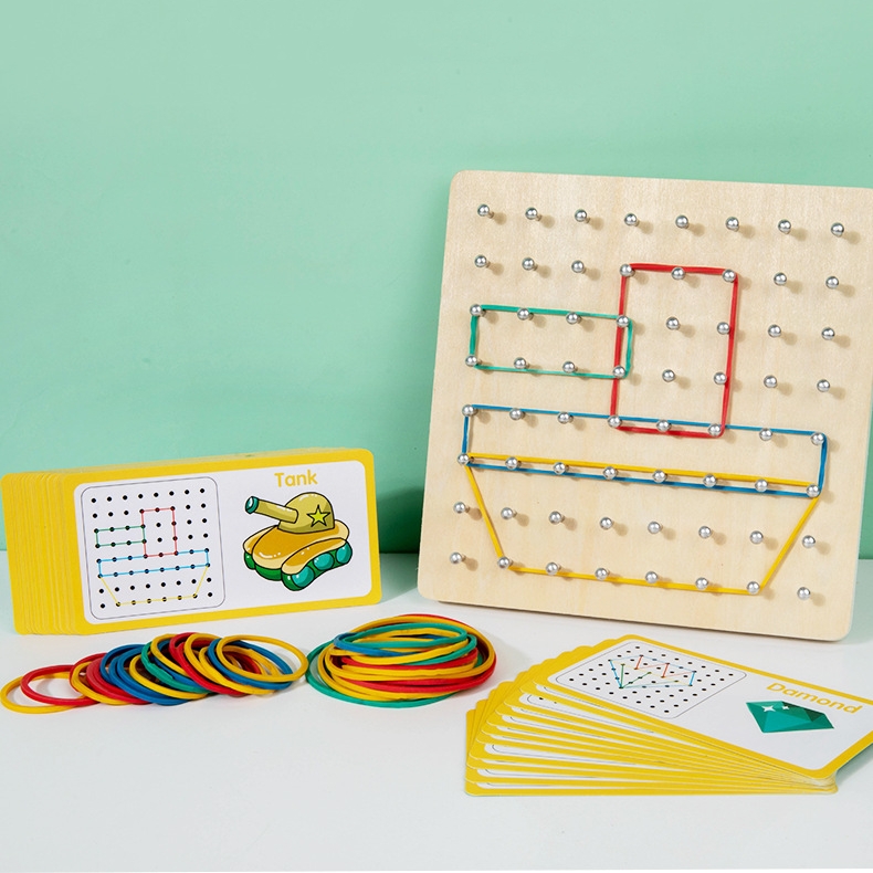 Kids Wooden Geoboard Montessori STEM Toy Graphical Mathematical Education Creative Gifts For Boys Girls
