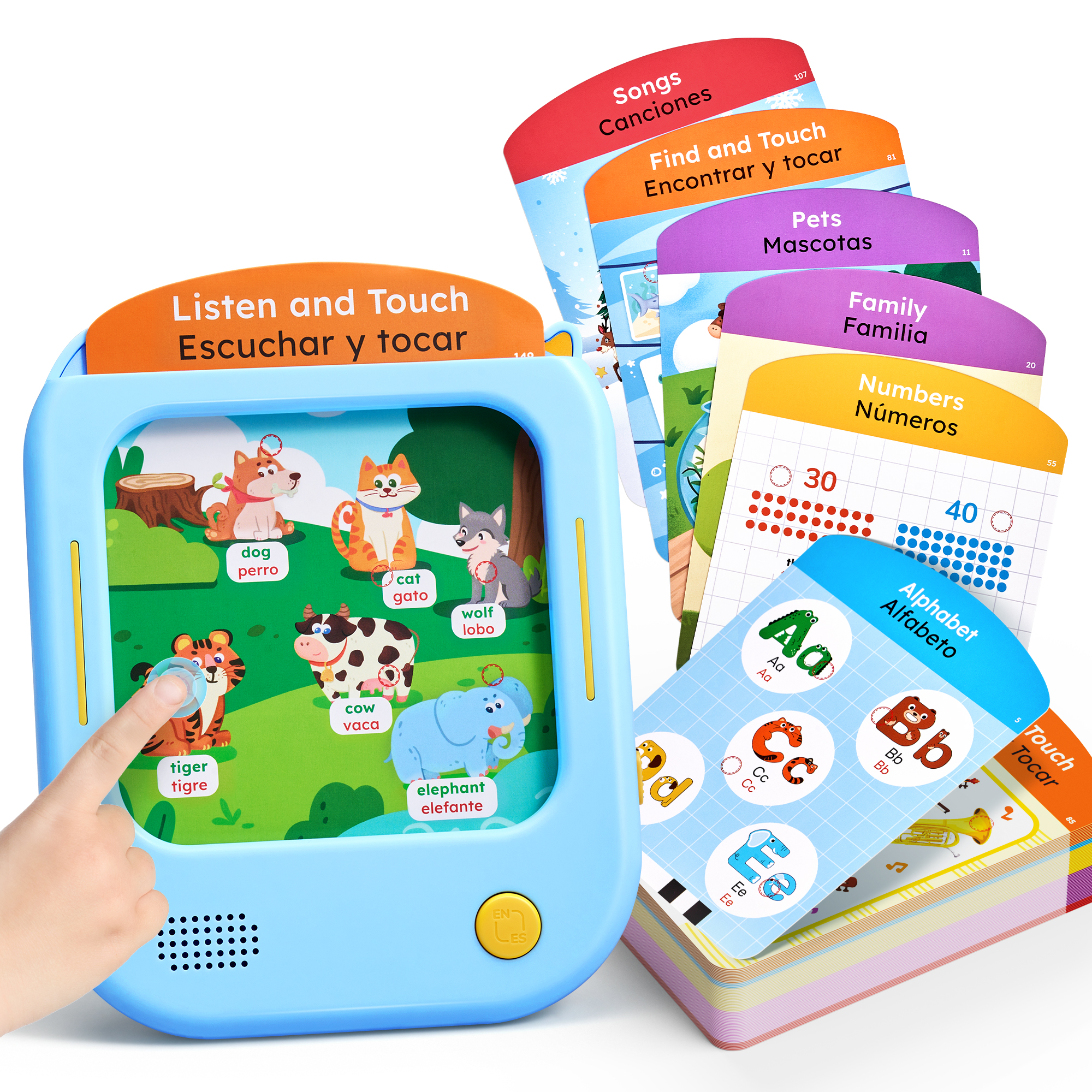 Joycat Bilingual Talking Flash Cards 80 English Spanish Cards Montessori Pocket Speech Toys Language Learning Educational Toys
