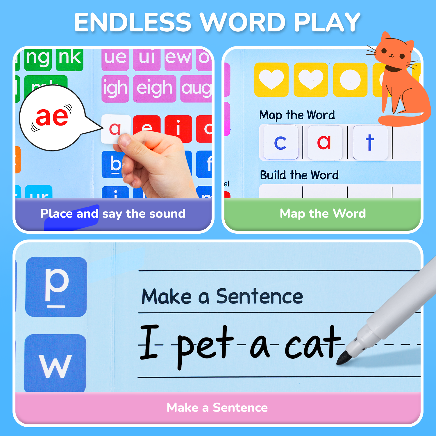 Joycat Magnetic Phonics Tiles English ABC Learning Magnets Children Early Education Toys Home School Teaching Aids