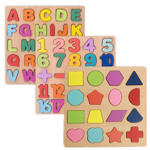 Preschool Number Letter Building Blocks Puzzle Shape Cognition Wooden Toys Montessori Early Education Toys