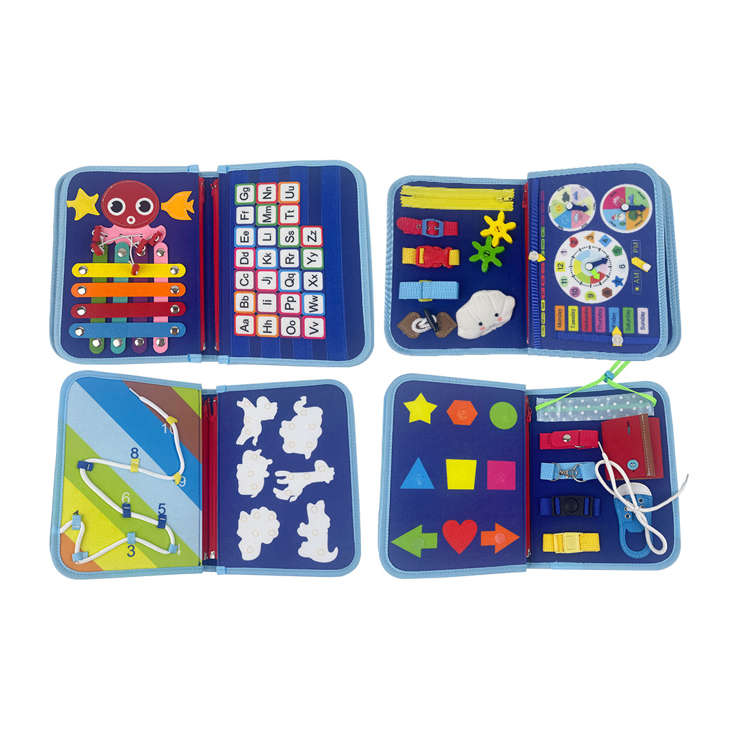 Early Education Busy Board Toy-Felt Learning Board with Dressing Version Educational Felt Busy Board for Kids