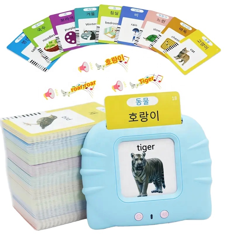 OEM Korean Bilingual Phonics Talking Flashcards 510 Words Speech Educational Game Language Card Reader Toys for Children 3 to 6