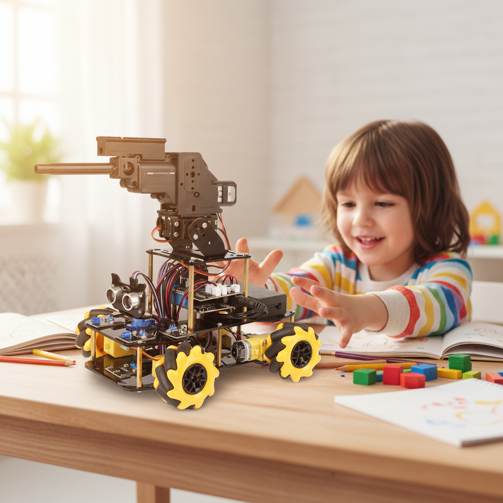 ACEBOTT Stem Water Polo Gun Robot Car Kit Set Adult Kids DIY Python Coding ESP32 4WD Custom Educational Robot Toys for Arduino