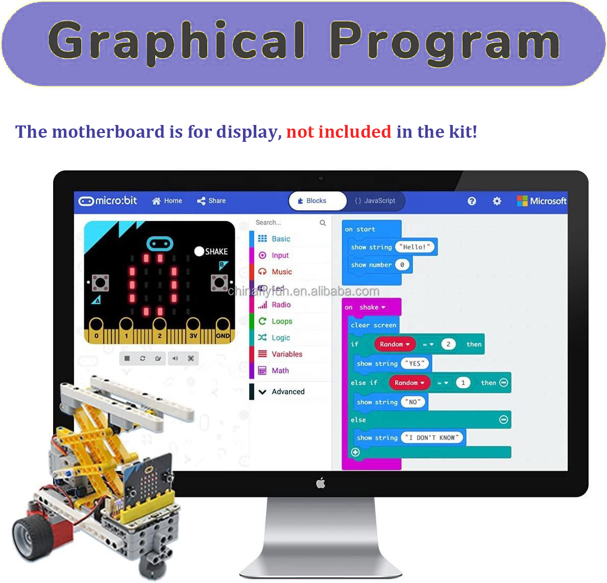 Diymall 32 in 1 Wonder Building Brick Blocks Coding Kit Programmable STEM Educational Learning Kit for Micro:bit