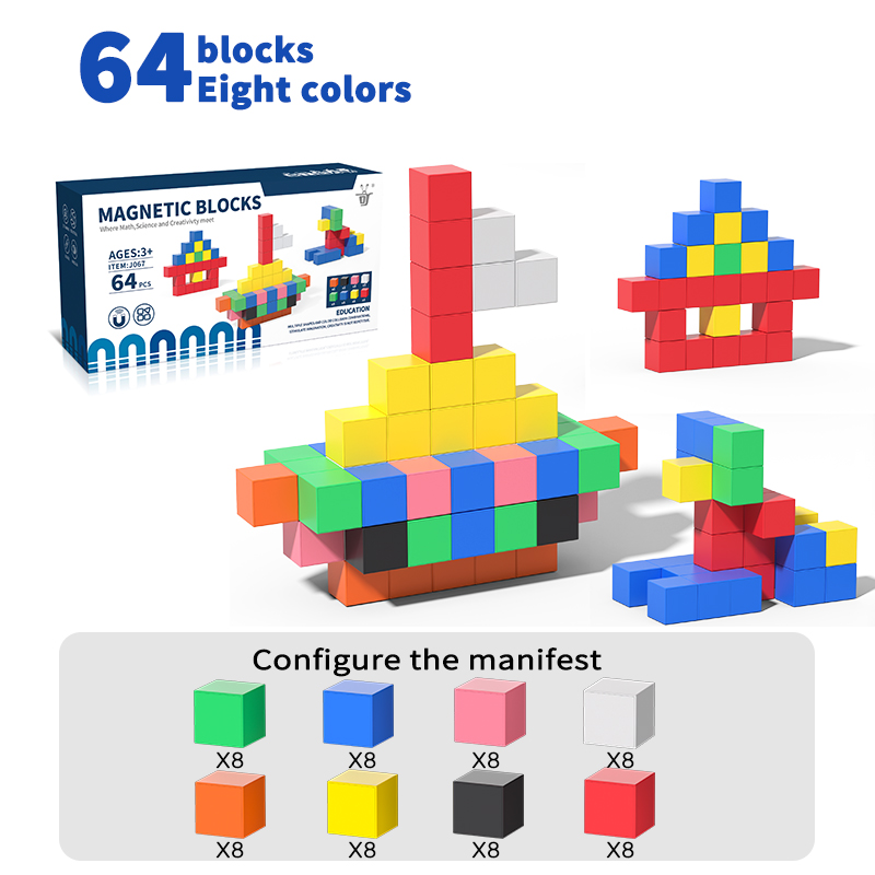 Magnetic Magic Cube Plastic Educational Blocks for 3-5 Year Old Boys Girls STEM Preschool Learning Sensory Toy Gift 4CM Magnets