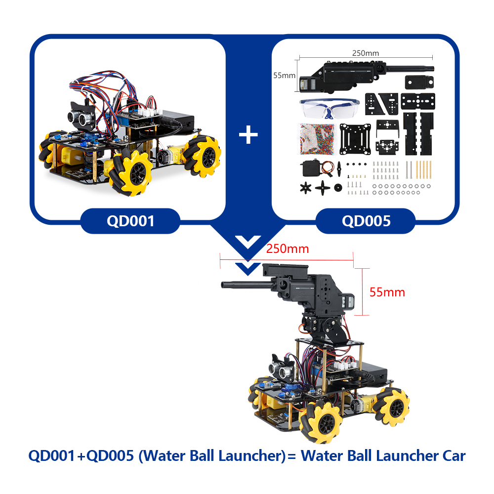 ACEBOTT Stem Water Polo Gun Robot Car Kit Set Adult Kids DIY Python Coding ESP32 4WD Custom Educational Robot Toys for Arduino