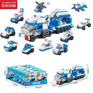 Lele Brothers 9113-9119 Engineering Firefighting Military Boys Car Bricks Children Assemble Building Blocks Toy Ornament Model