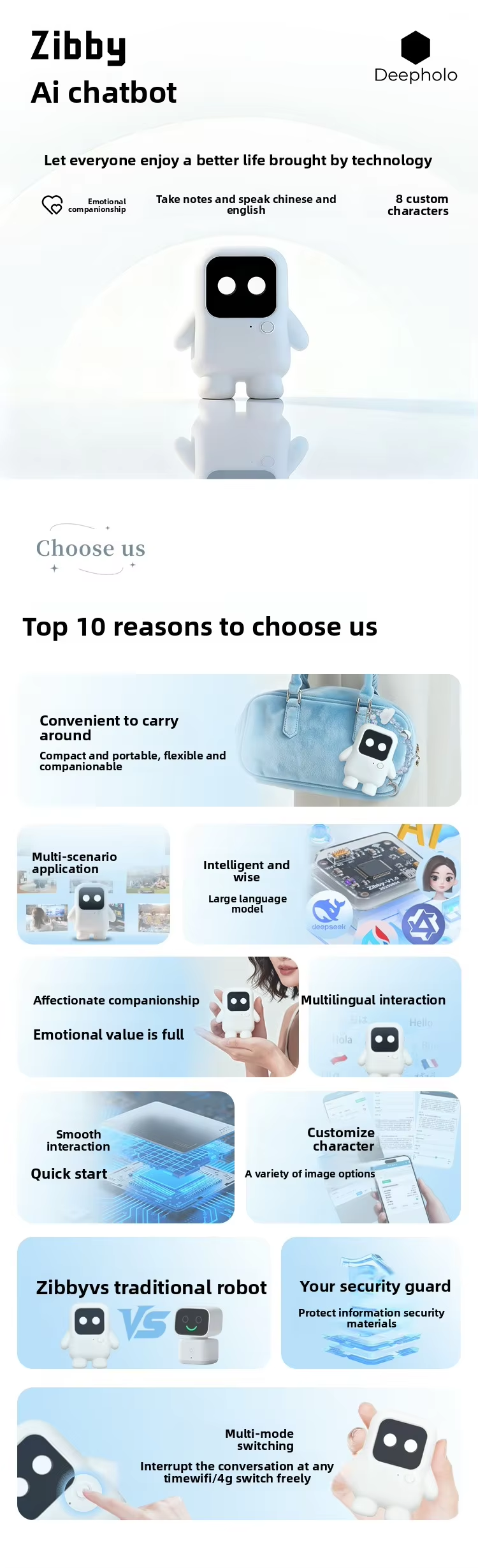 Customized Clothes Portable Mini Porket Smart Robot Emotional AI Smart Toy Language Translation Learning Machine for Women