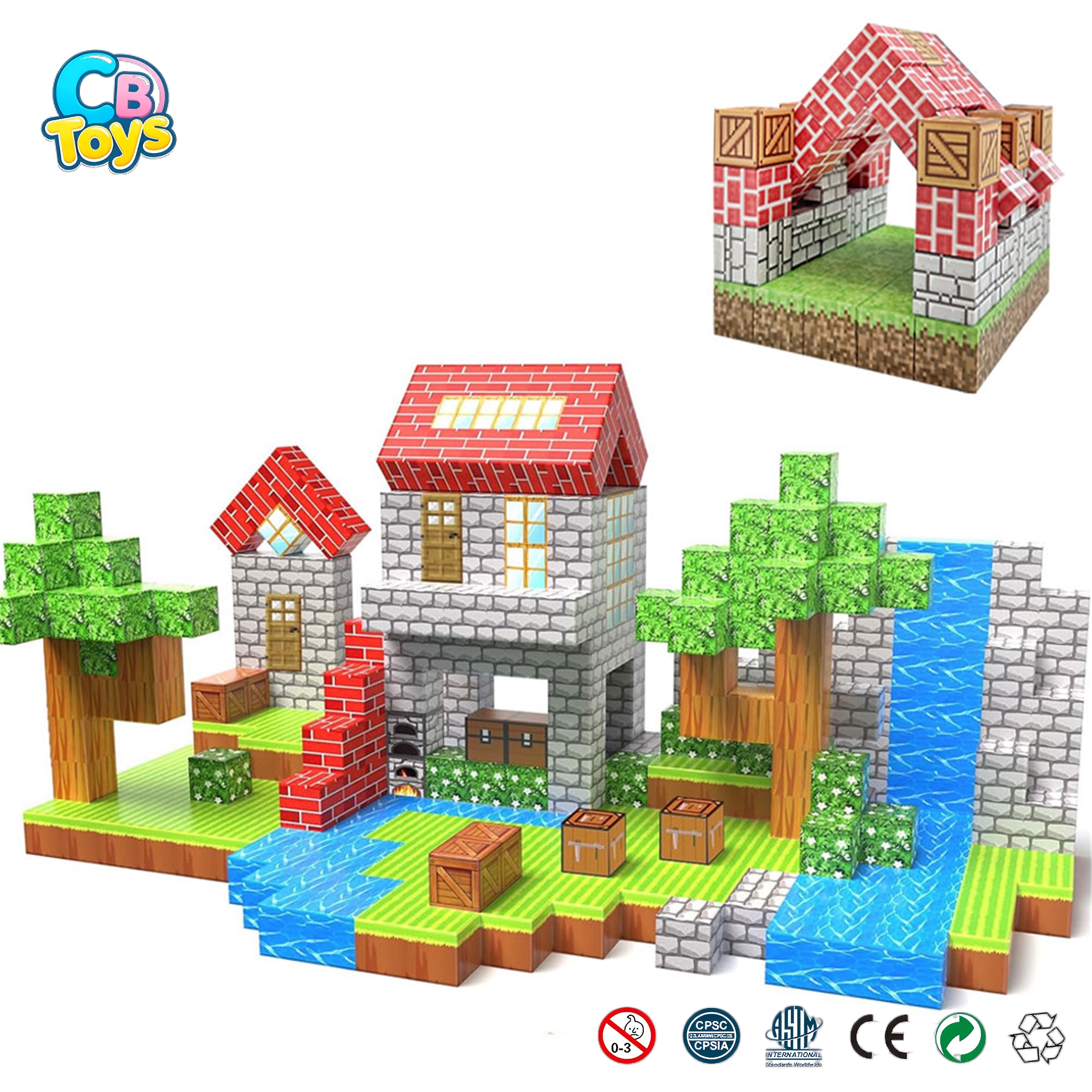 3D Magnetic Building Cubes Mine World Eco-friendly 4CM Cube Blocks Puzzle Toy Set for Children STEM Educational