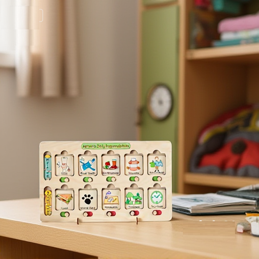 Laser Cut Wood Daily Chore Chart Daily Routine Responsibility Board For Children Daily Task Organizer For Kids' Responsibilities