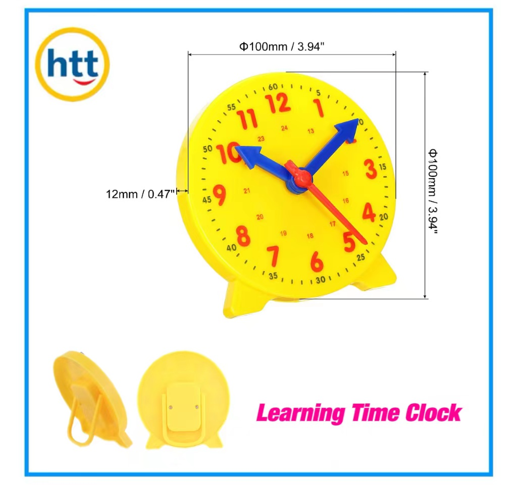 School Teaching Mathematics Clock Model, Plastic Toy Clock for Kids