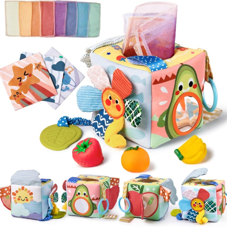 Soft Fabric Crinkle Montessori Square Sensory Toys for Newborns and Kids Educational Preschool Learning