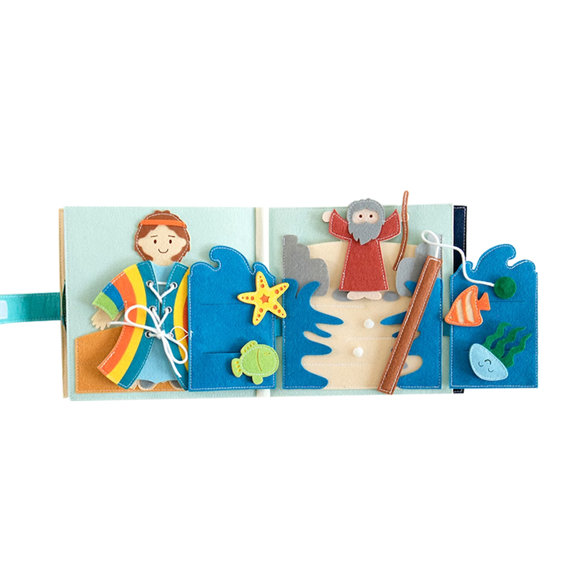 Custom Factory OEM Baby Montessori Felt Activity Busy Book Bible Story Toddlers Kids Sensory Quiet Time Educational Toys
