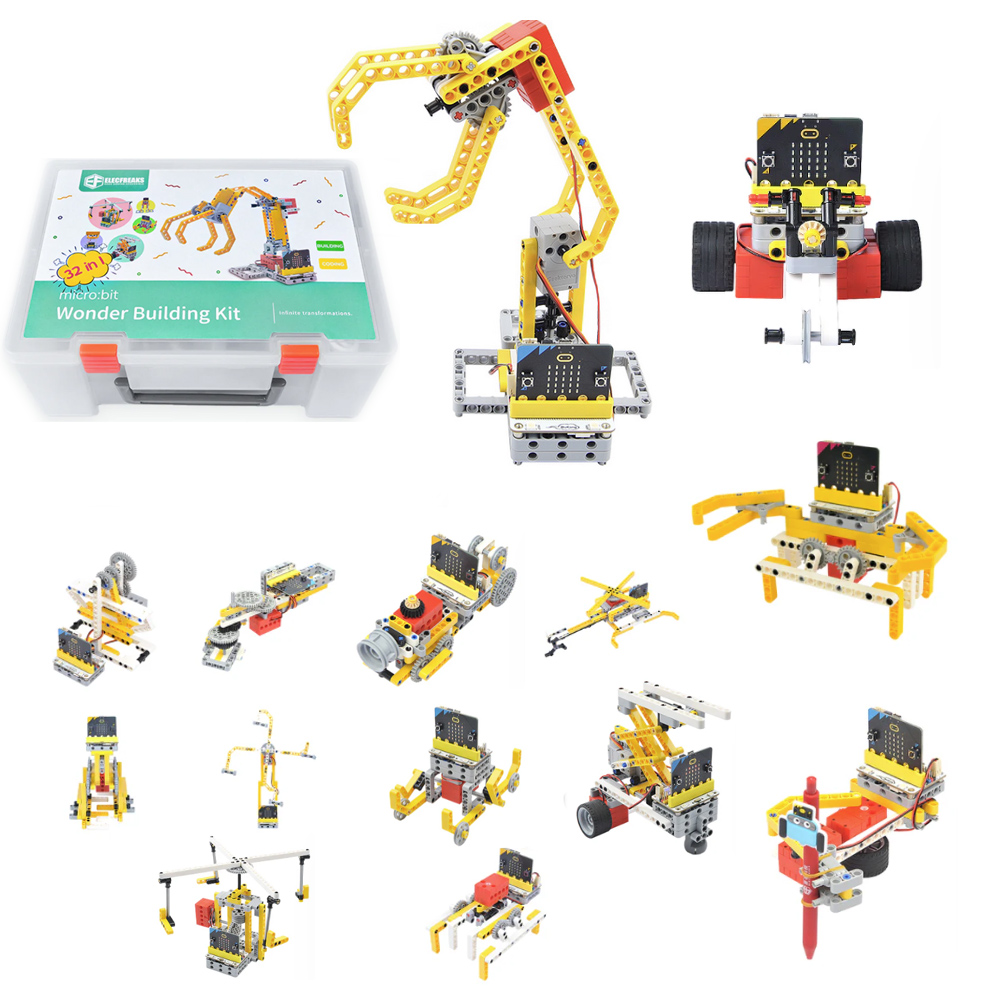 Diymall 32 in 1 Wonder Building Brick Blocks Coding Kit Programmable STEM Educational Learning Kit for Micro:bit
