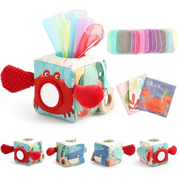 Soft Fabric Crinkle Montessori Square Sensory Toys for Newborns and Kids Educational Preschool Learning