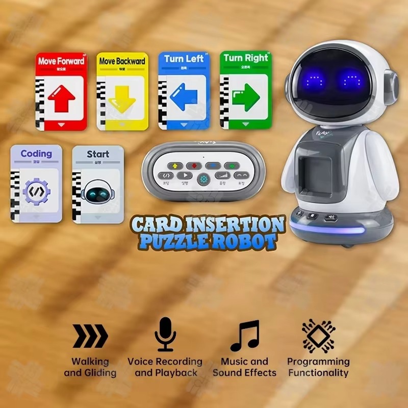 STEM AI Desktop Robot for Kids Coding Programmable Toy with Music Lights Preschool Learning Flash Card System