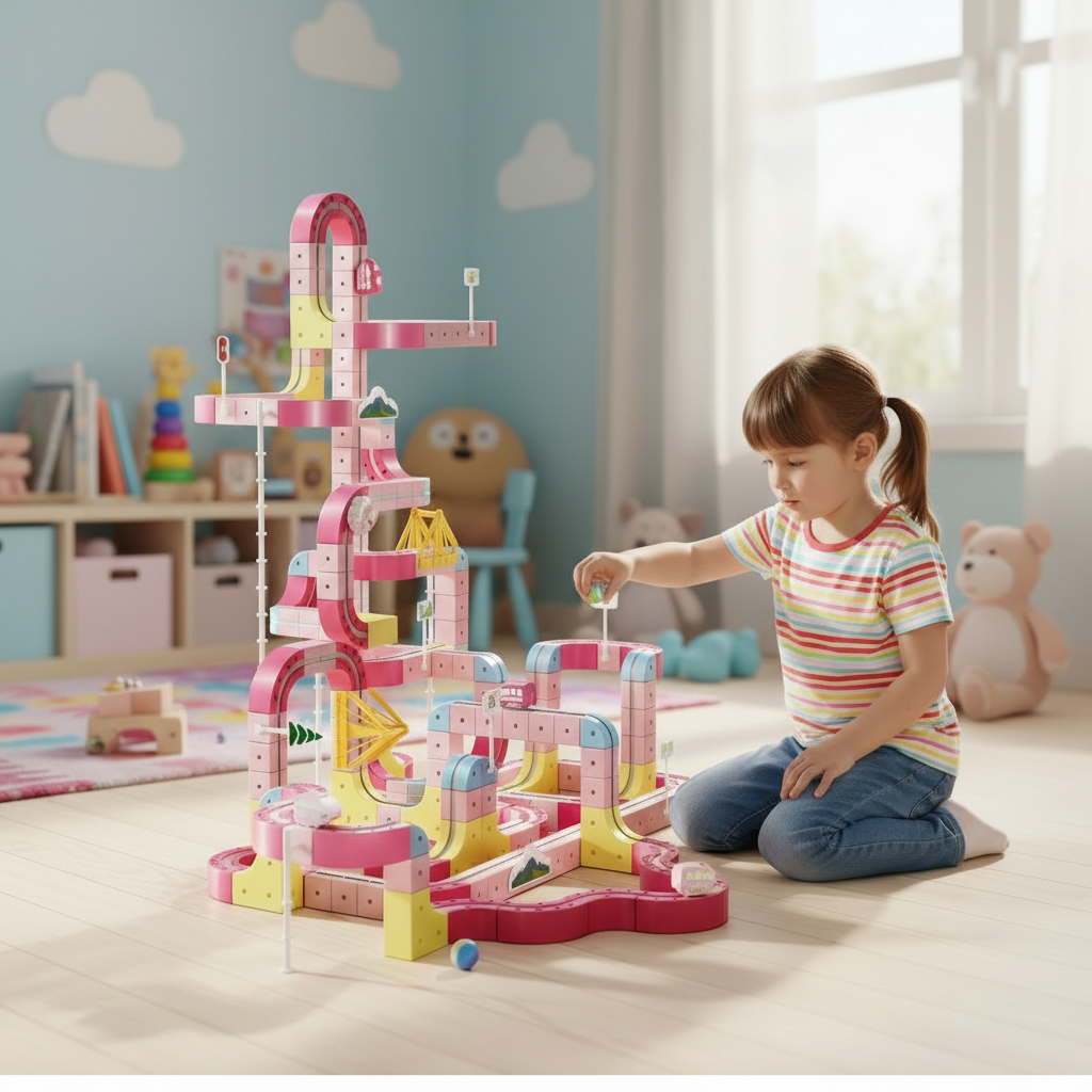 STEM Magnetic Plastic Building Blocks Train Set 100PCS Stacking Race Track Construction Toy Anti-Gravity Magnetic Cars Ages 4-6