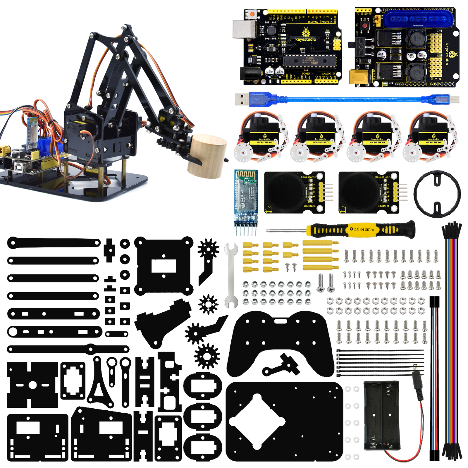 4DOF STEM Toys Robot Mechanical Arm Claw Kit for Arduino DIY Programming Learning Educational 4 Axis Robot Arm