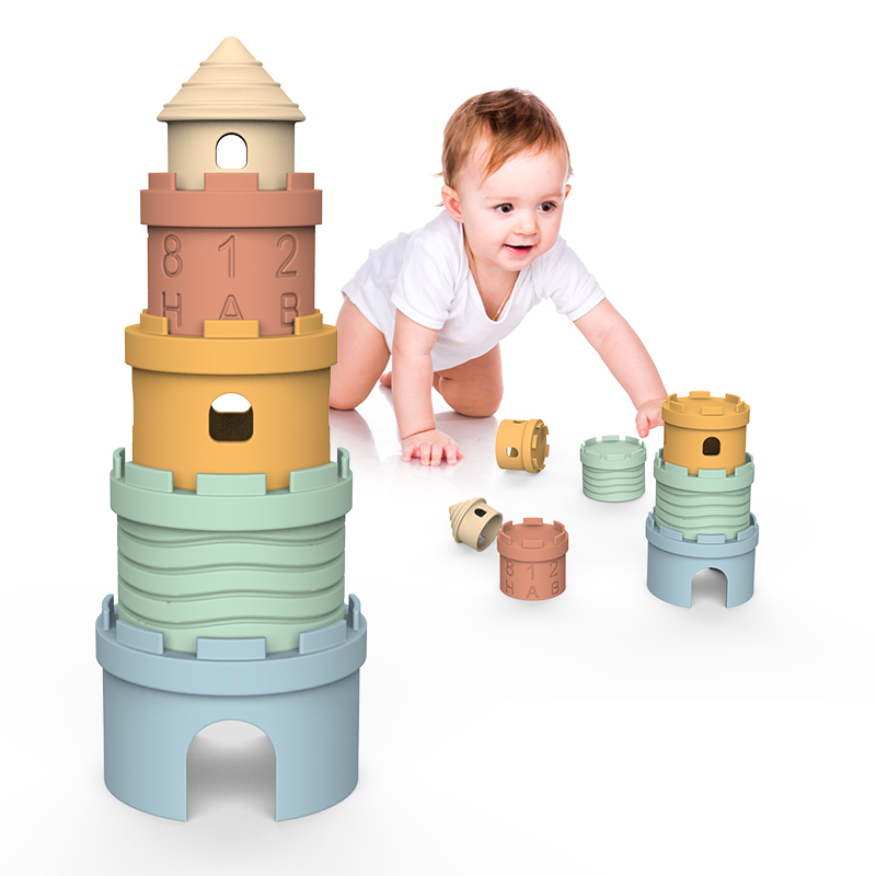 Montessori Educational Toys For Babies Soft Castles Stacking Building Blocks Silicone Baby Stacking Toys Soft Baby Teething Toys