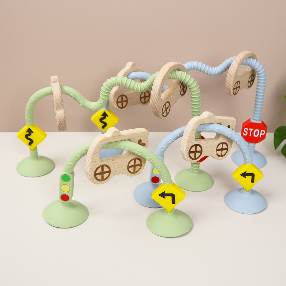 Custom Silicone Kids Montessori Educational Toys High Chair Traffic Children Learning Toys With Suction Cups