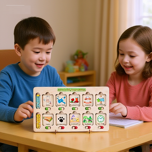 Laser Cut Wood Daily Chore Chart Daily Routine Responsibility Board For Children Daily Task Organizer For Kids' Responsibilities